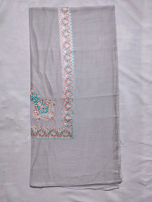 beige arabic rumal with Kashmiri embroidery at borders and corners