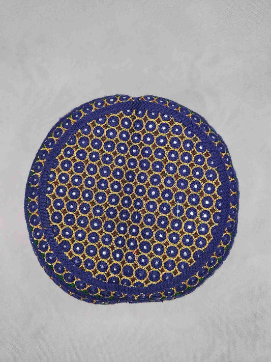blue round cap sindhi style top side pattern