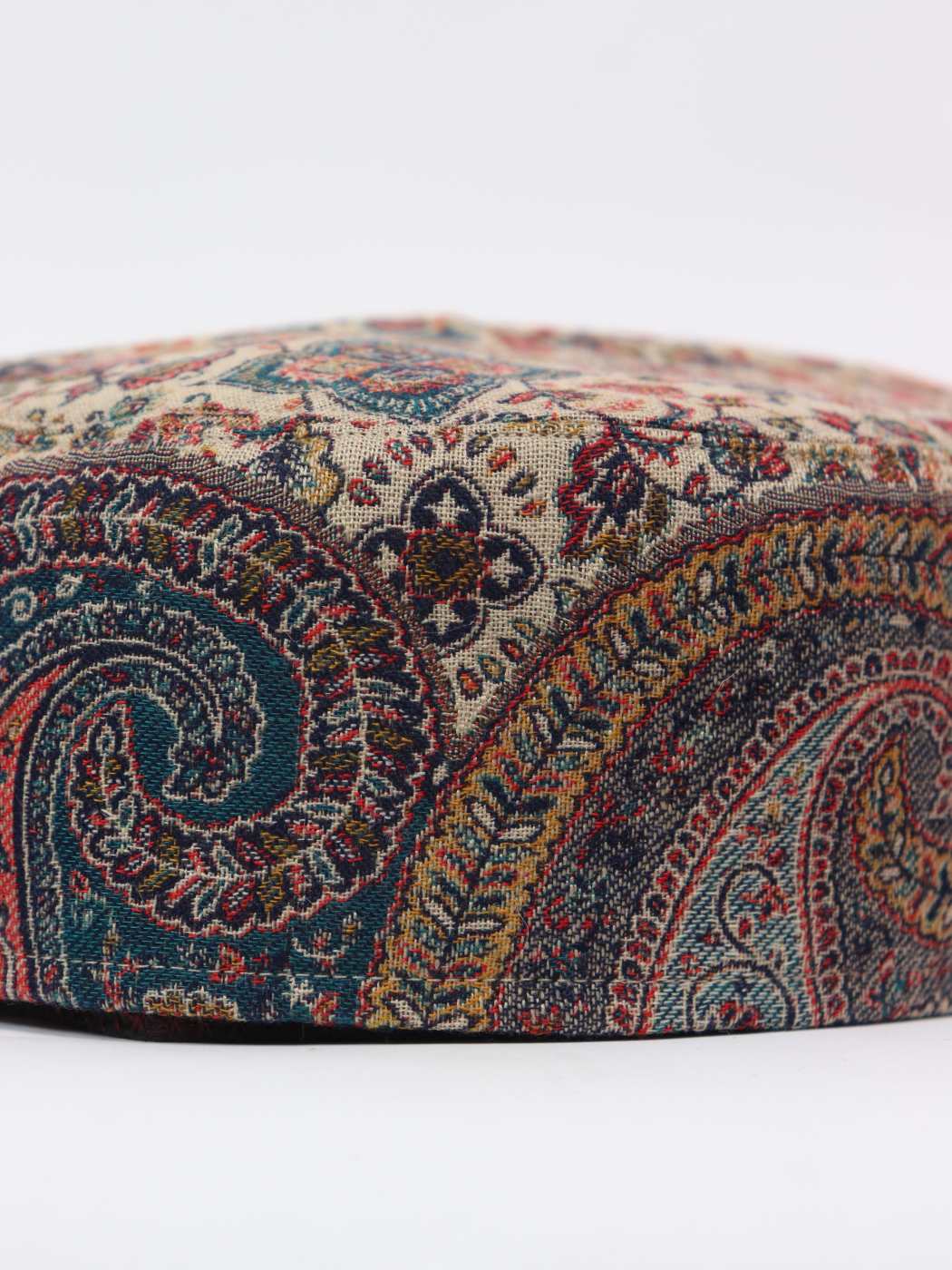 Round Kashmiri cap in beige