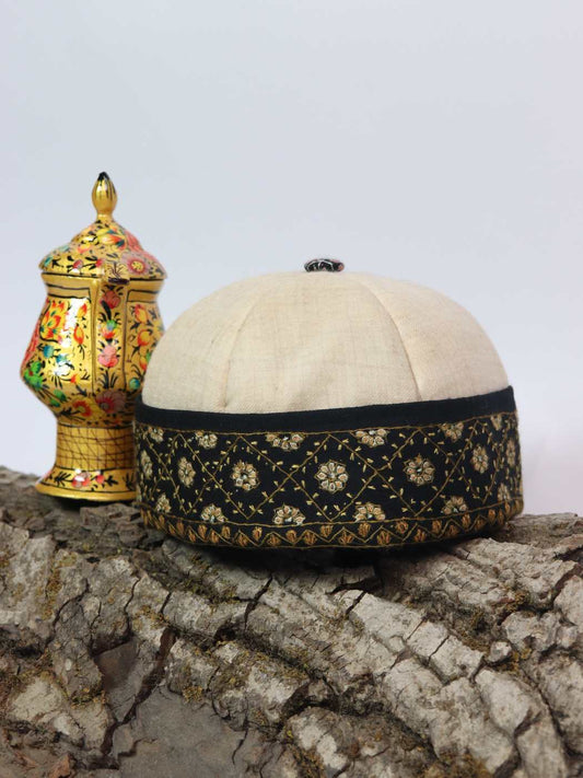 cream cap i sozni embroidery