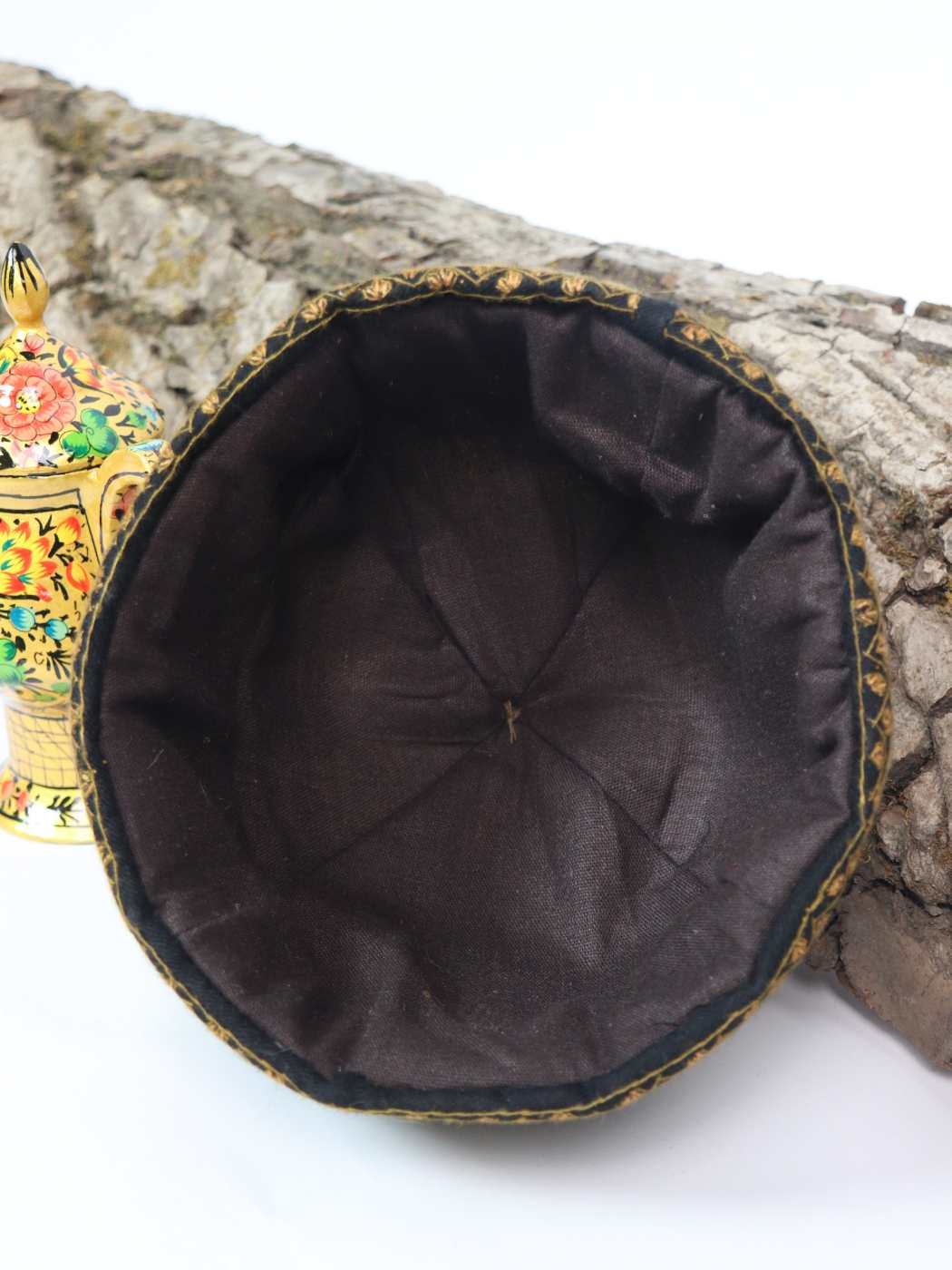 Cream Kashmiri Pure Pashmina Hand Sozni Cap Beanie Style