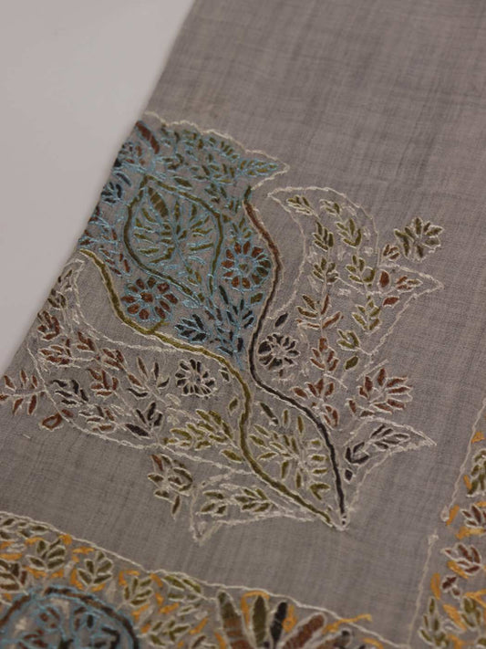 Qatar Headscarf in MP Pashmina with Kashmiri Hand Sozni Embroidery