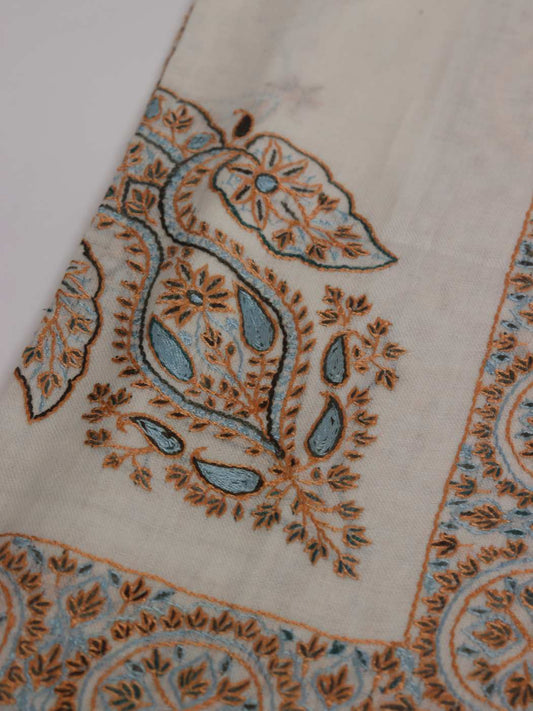 Arabic Headscarf from Kashmir in MP Pashmina with Hand Sozni Embroidery | Amir