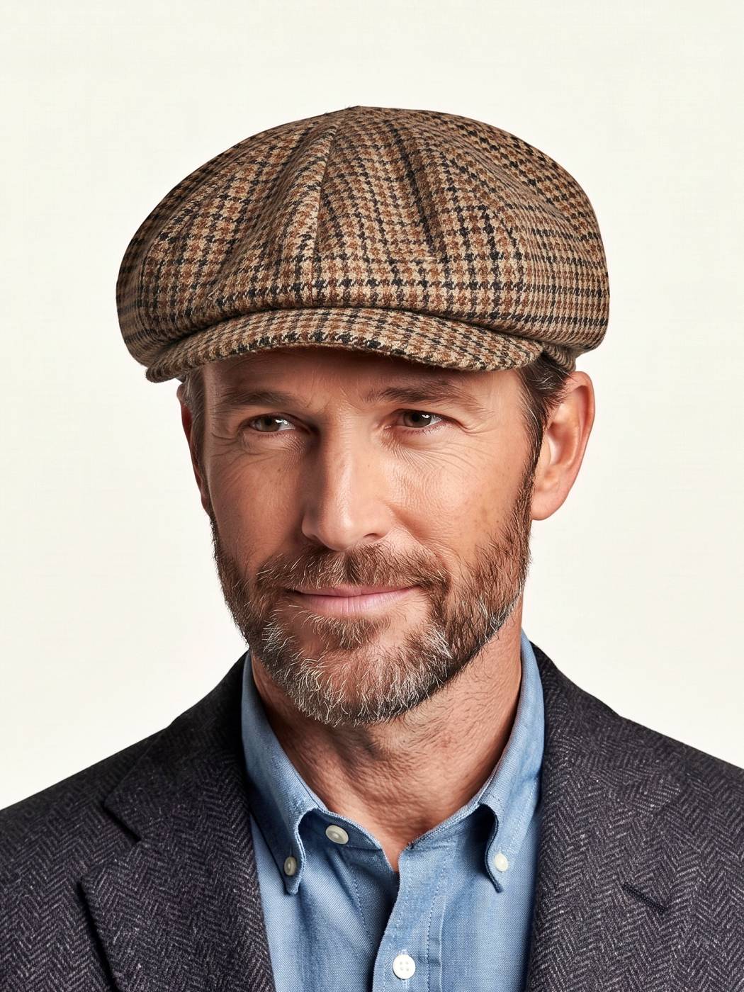 Stylish Baggy Cap in Wool | Brown Black Stripes