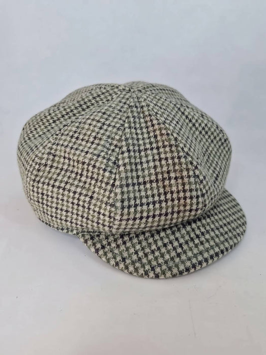 Newsboy Baggy Cap in Tweed Wool | Green White