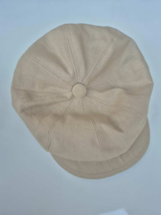 beige linen cap top side