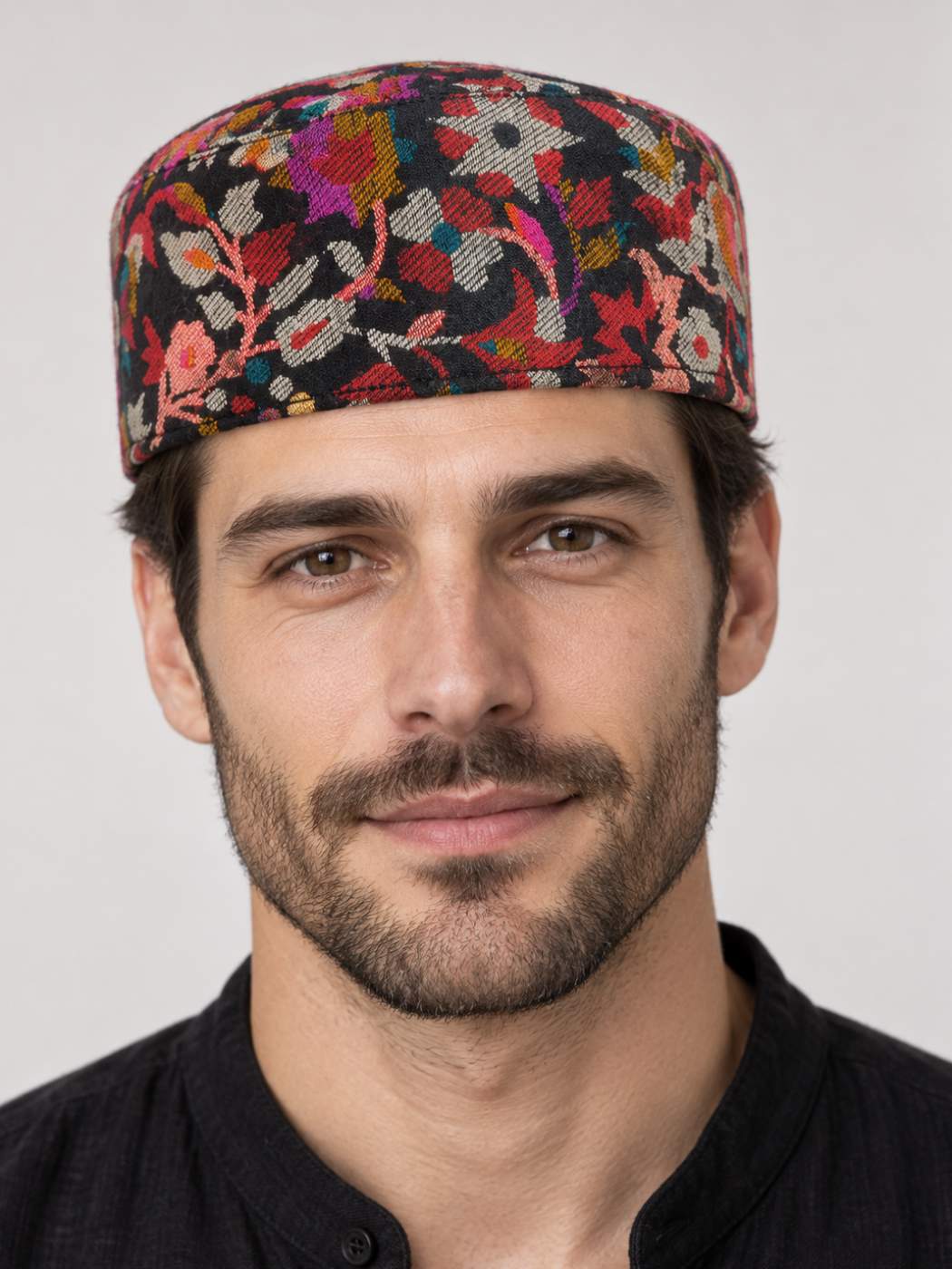 Classic Black Kani Kufi Cap Abdullah from Kashmir