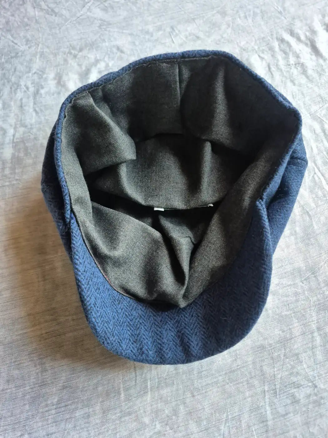 French Baggy Cap Made with Premium Handloom Tweed Fabric | Blue