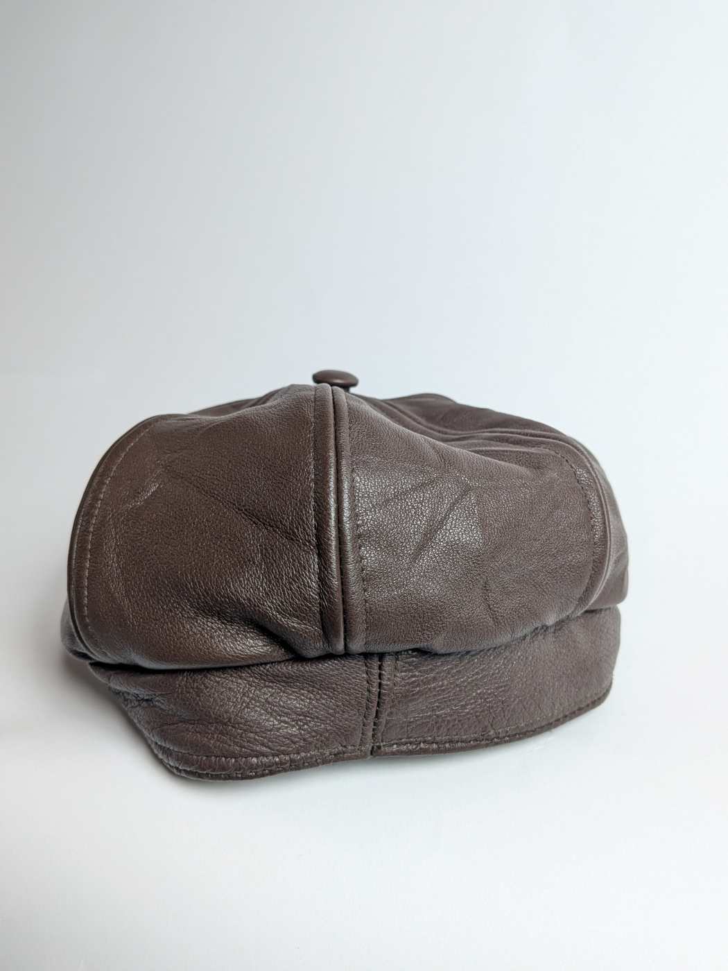 brown french Cap in leather