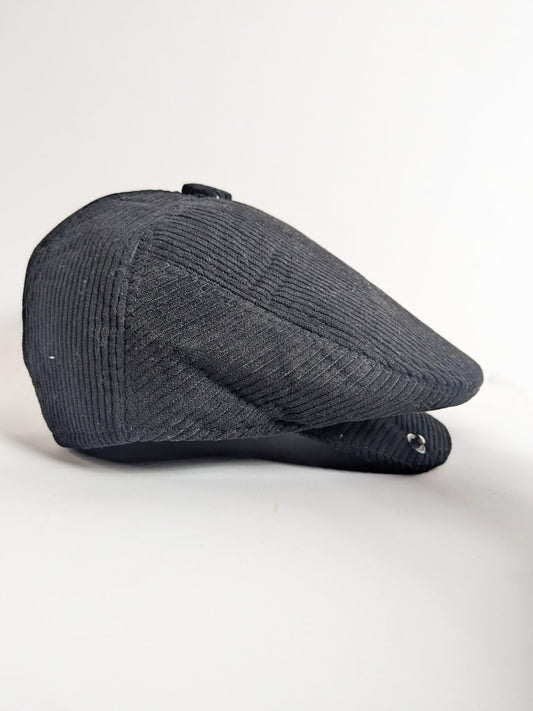 Corduroy Golf Flat Cap - With Front Buttons