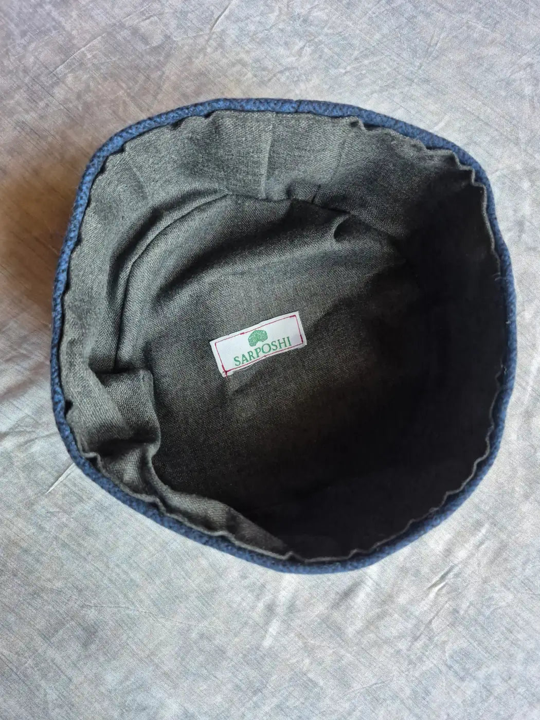 Blue Round Foldable Woolen Cap in Handloom Tweed | Premium Kashmiri Fabric