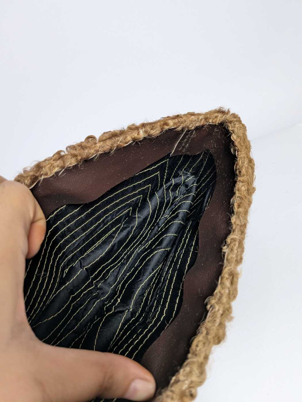 golden brown cap inside lining