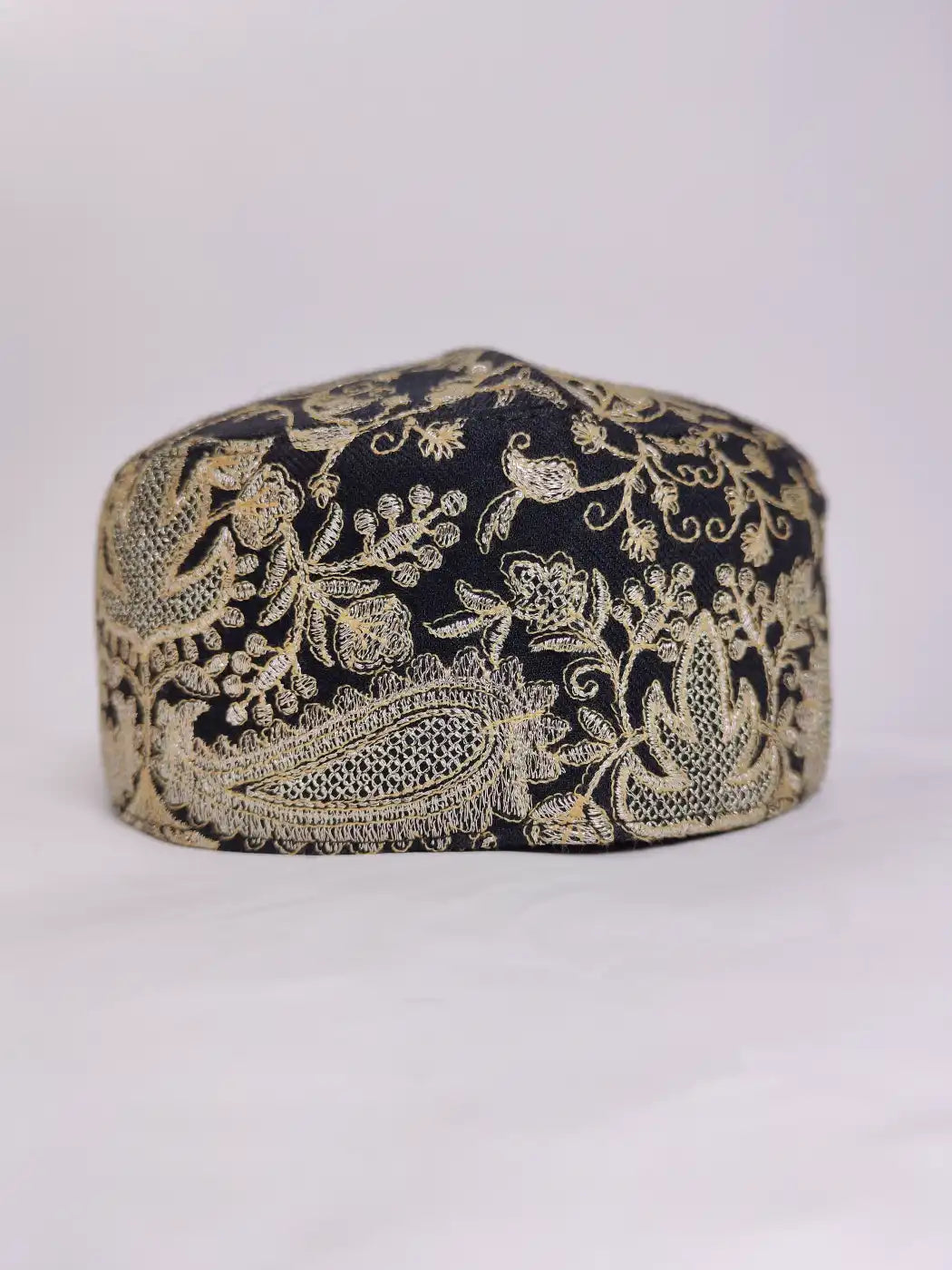 black topi with badam heavy zari tilla