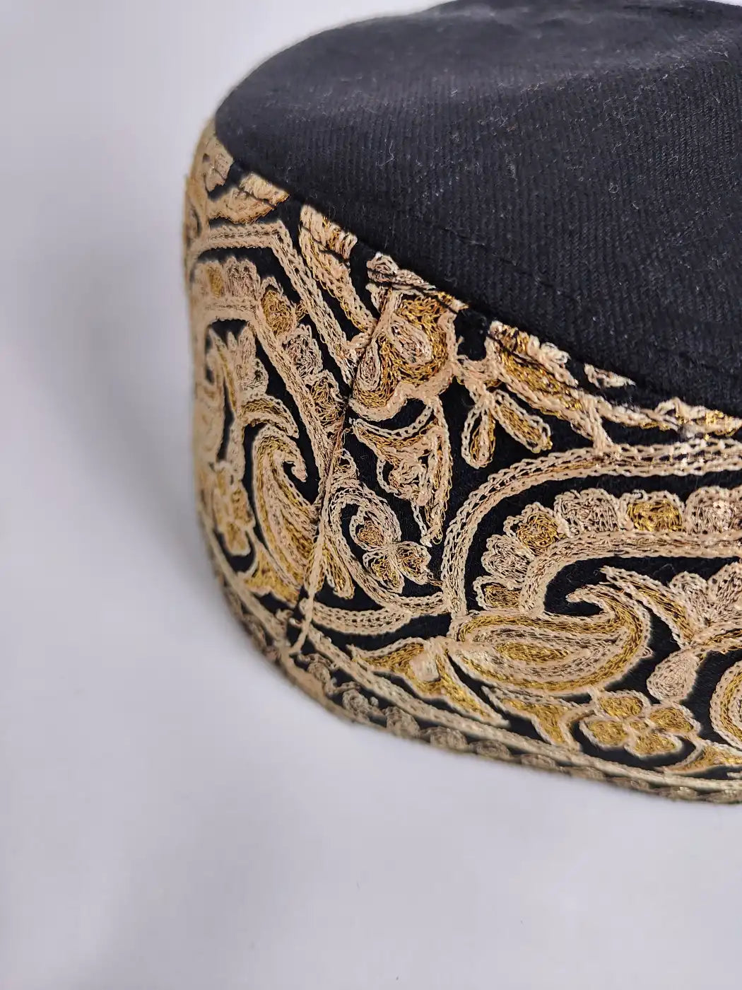 Shehkar Heavy Zari Work Round Black Cap