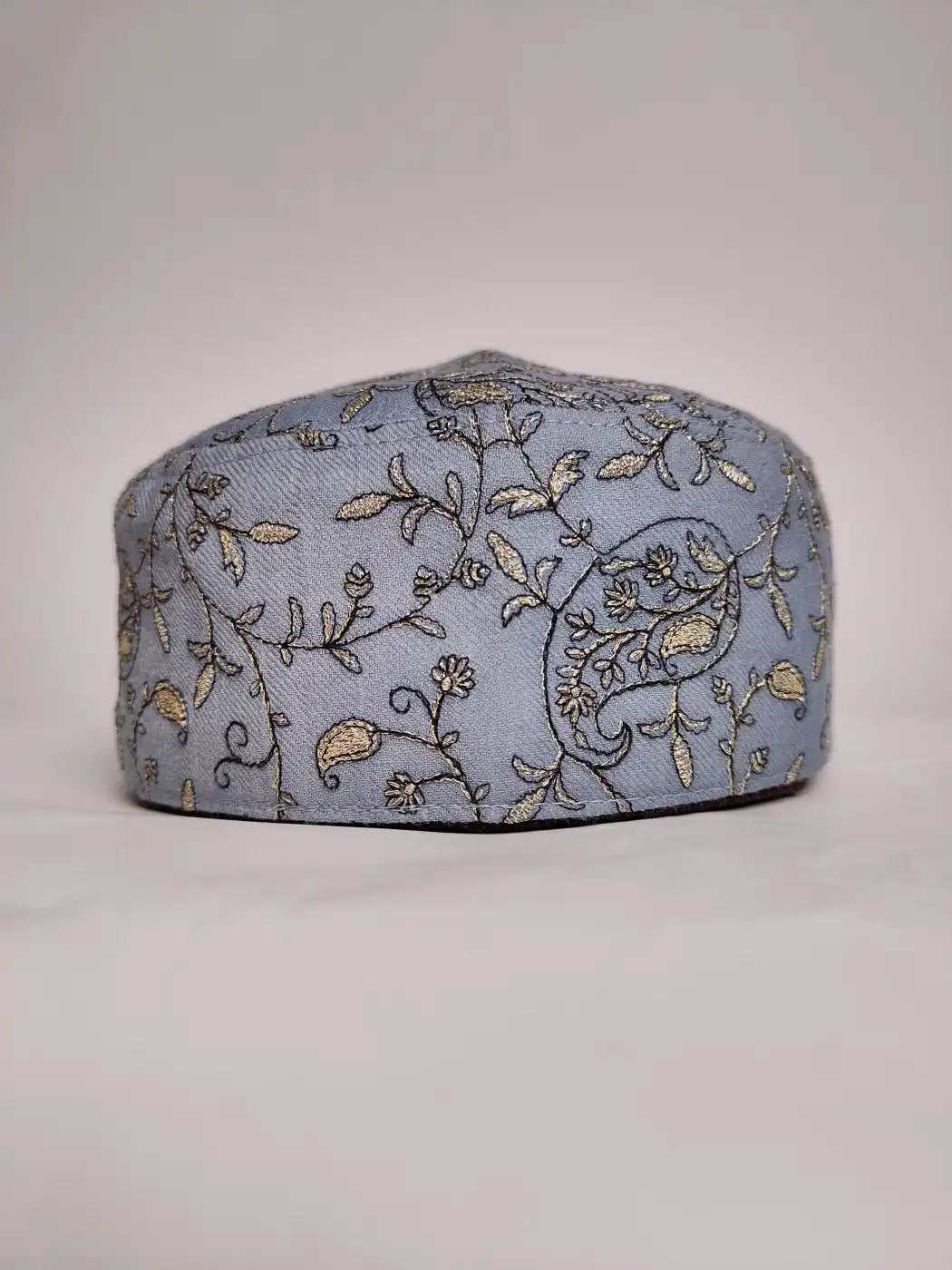 grey cap from Kashmir in zari tilla