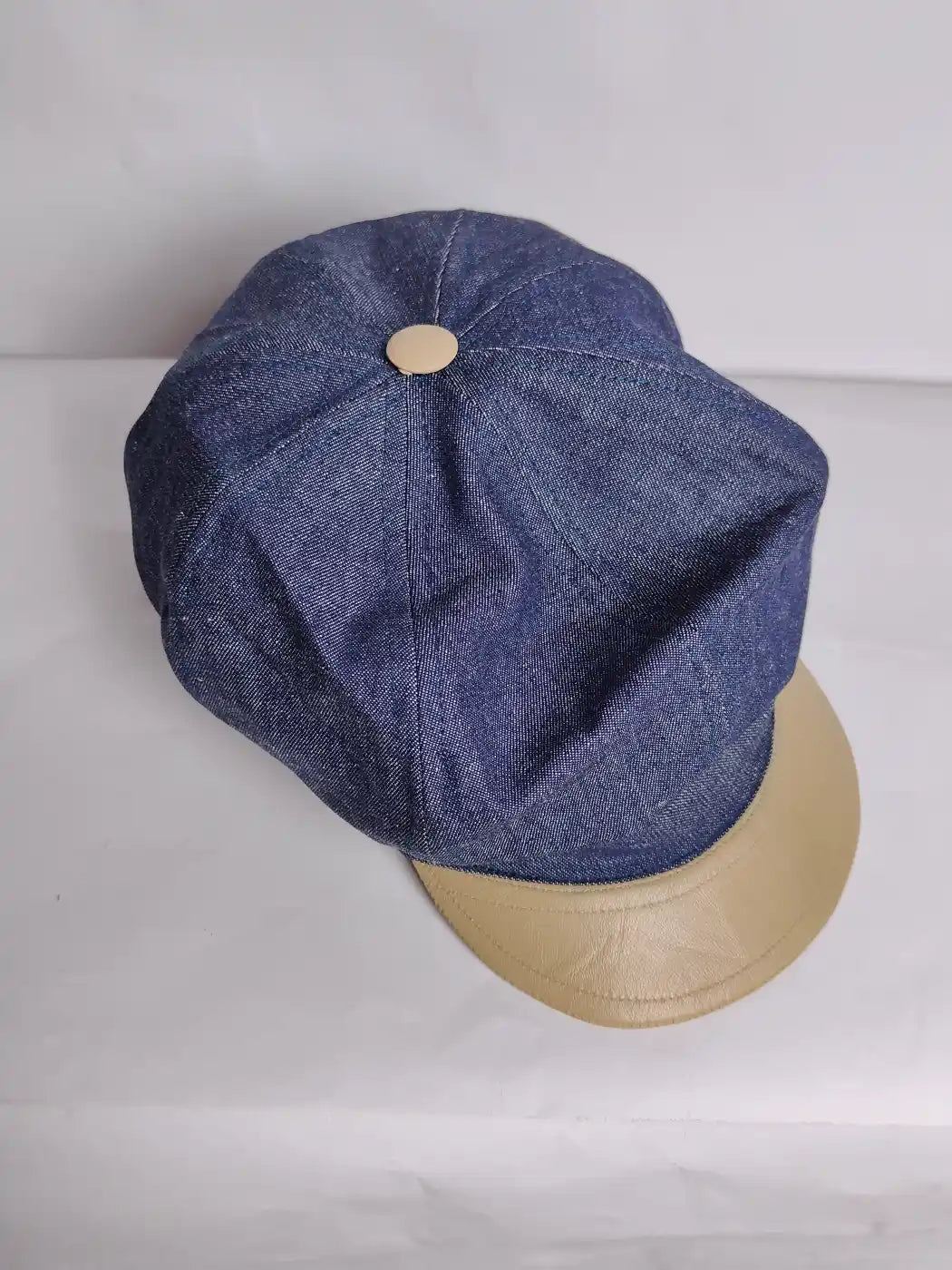 Blue French Baggy Cap in Suede Leather top side