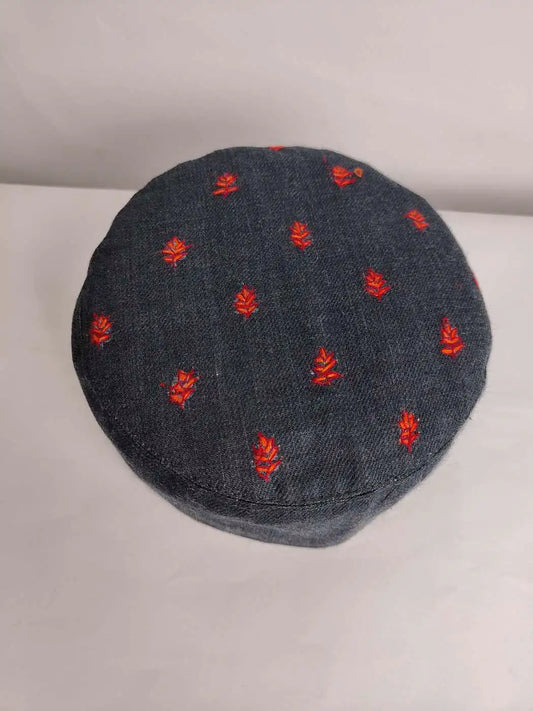 Kashmiri top side cap woth sozni embroidery in booti style