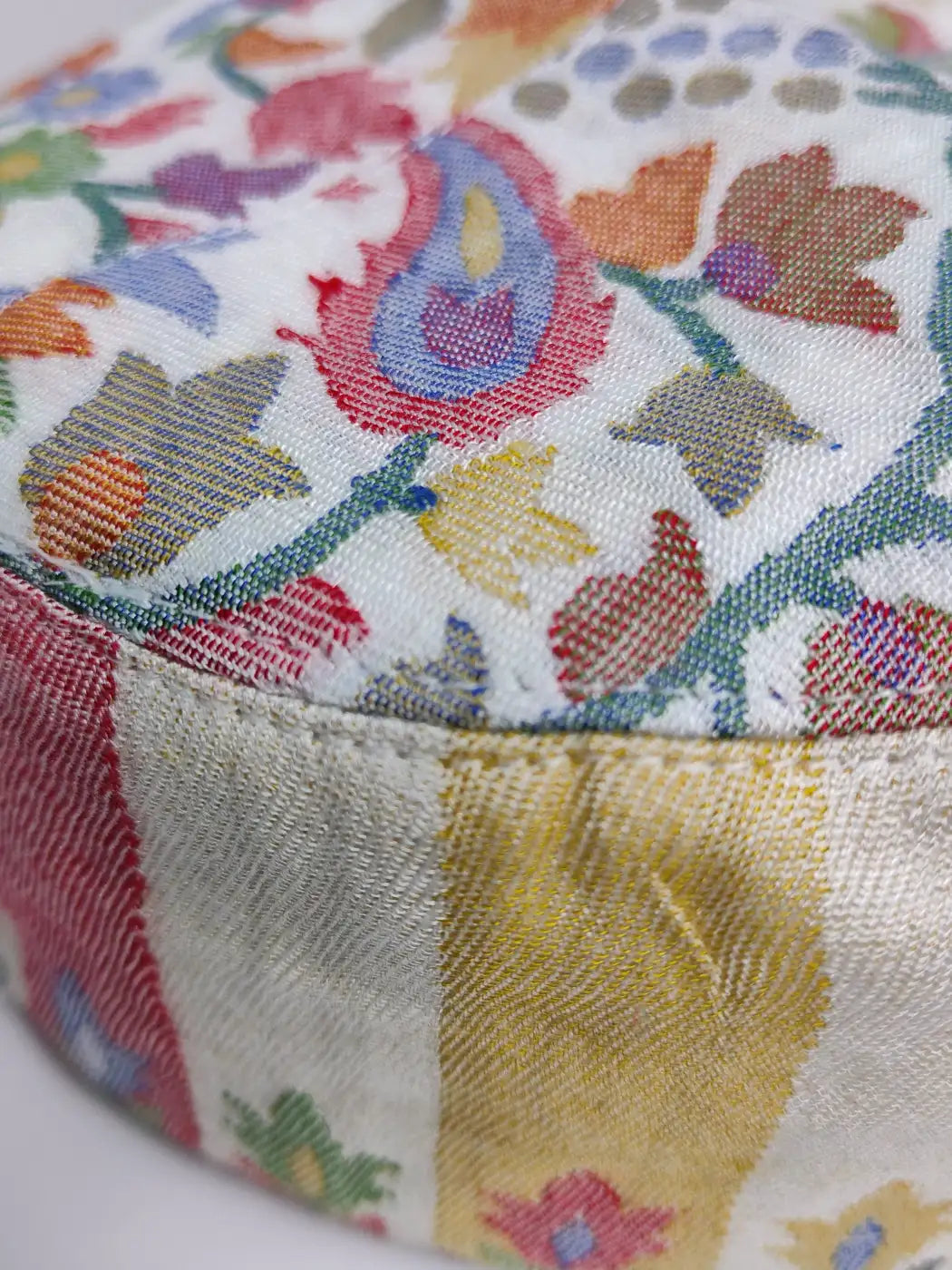 white gents cap wth kani woven pattern