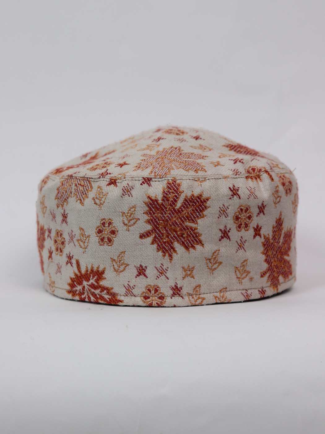 Kashmiri cap in cream woven pattern