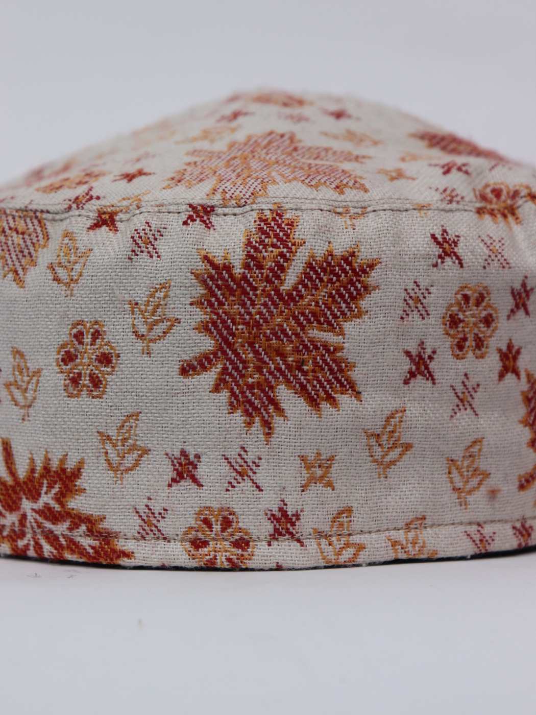 cream colour kani cap in florals woven