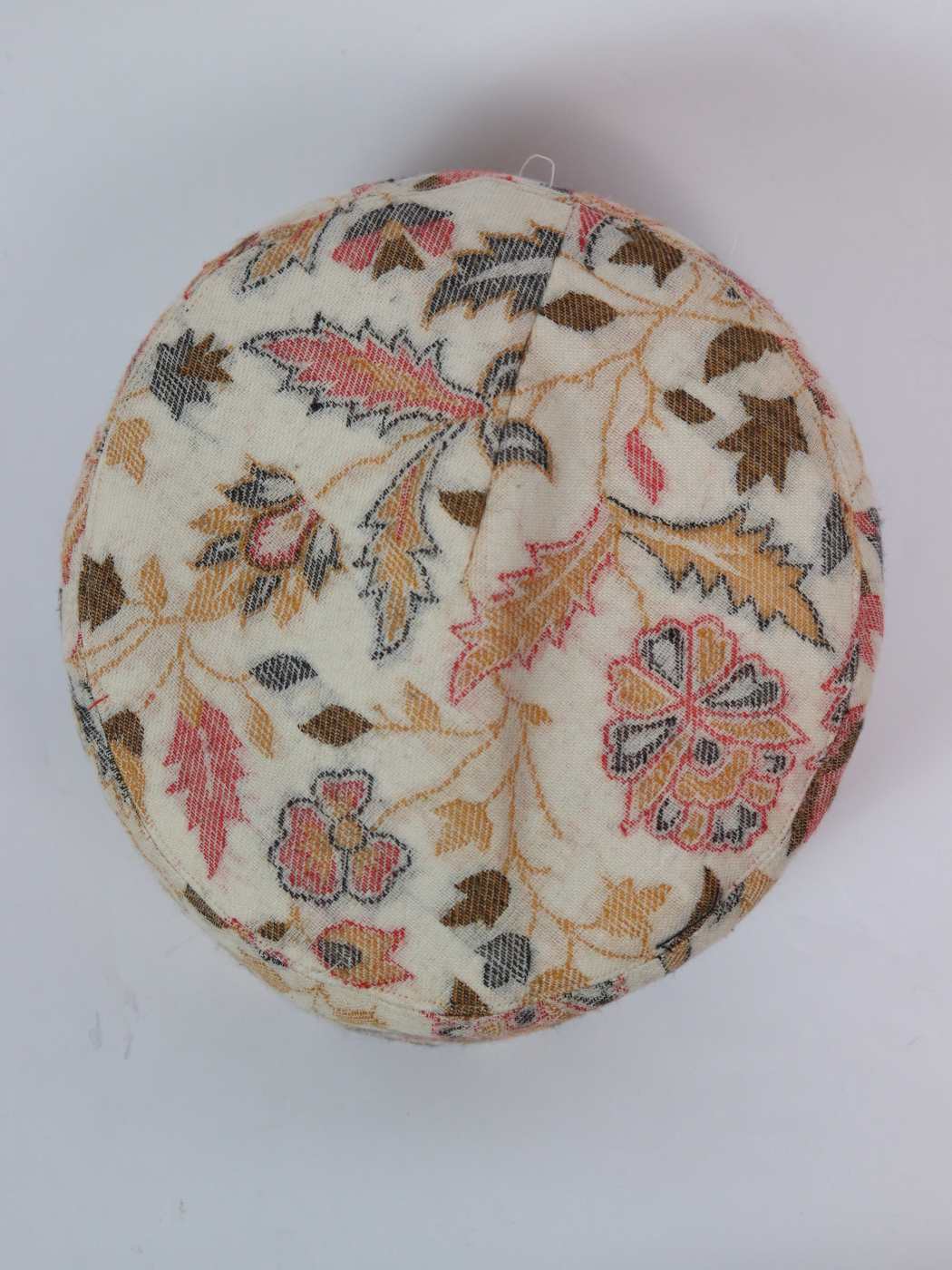 Kashmiri cap in cream floral woven
