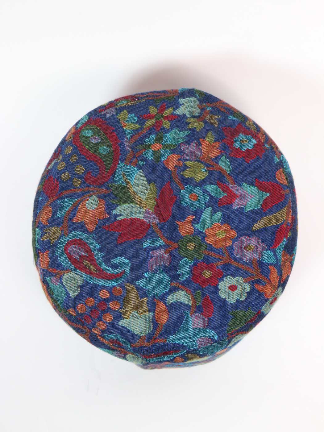 green round cap from Kashmir in kani florals