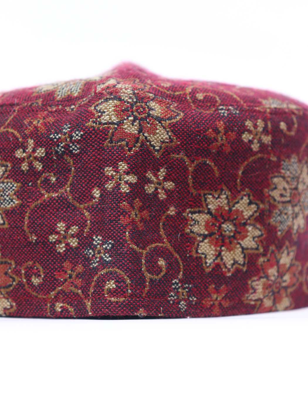 kashmiri cap in maroon florals