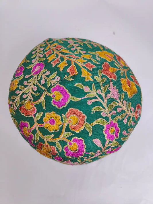 green topi top side with nalki aari work