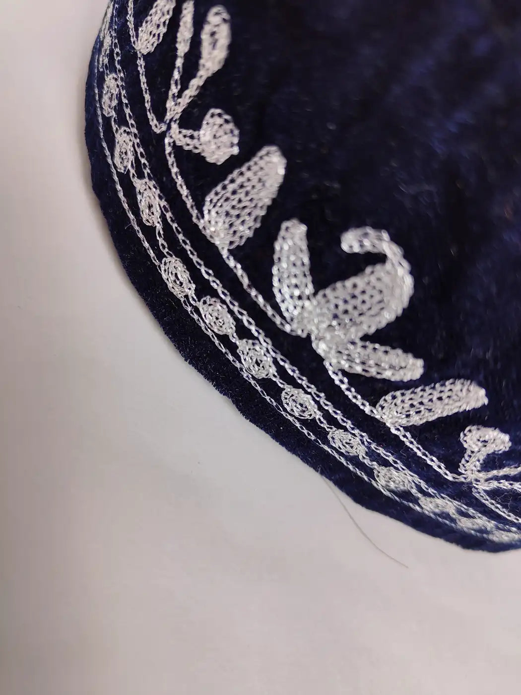 Nizam-i-Kashmiri Dark Blue Cap in Velvet with Zari Tiila Work
