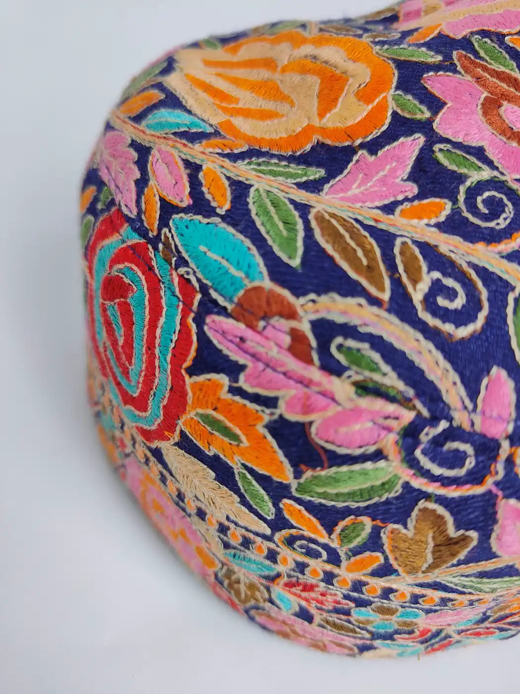 Haseeb Sozni Jamawar Paper Machie Classic Navy Blue Cap
