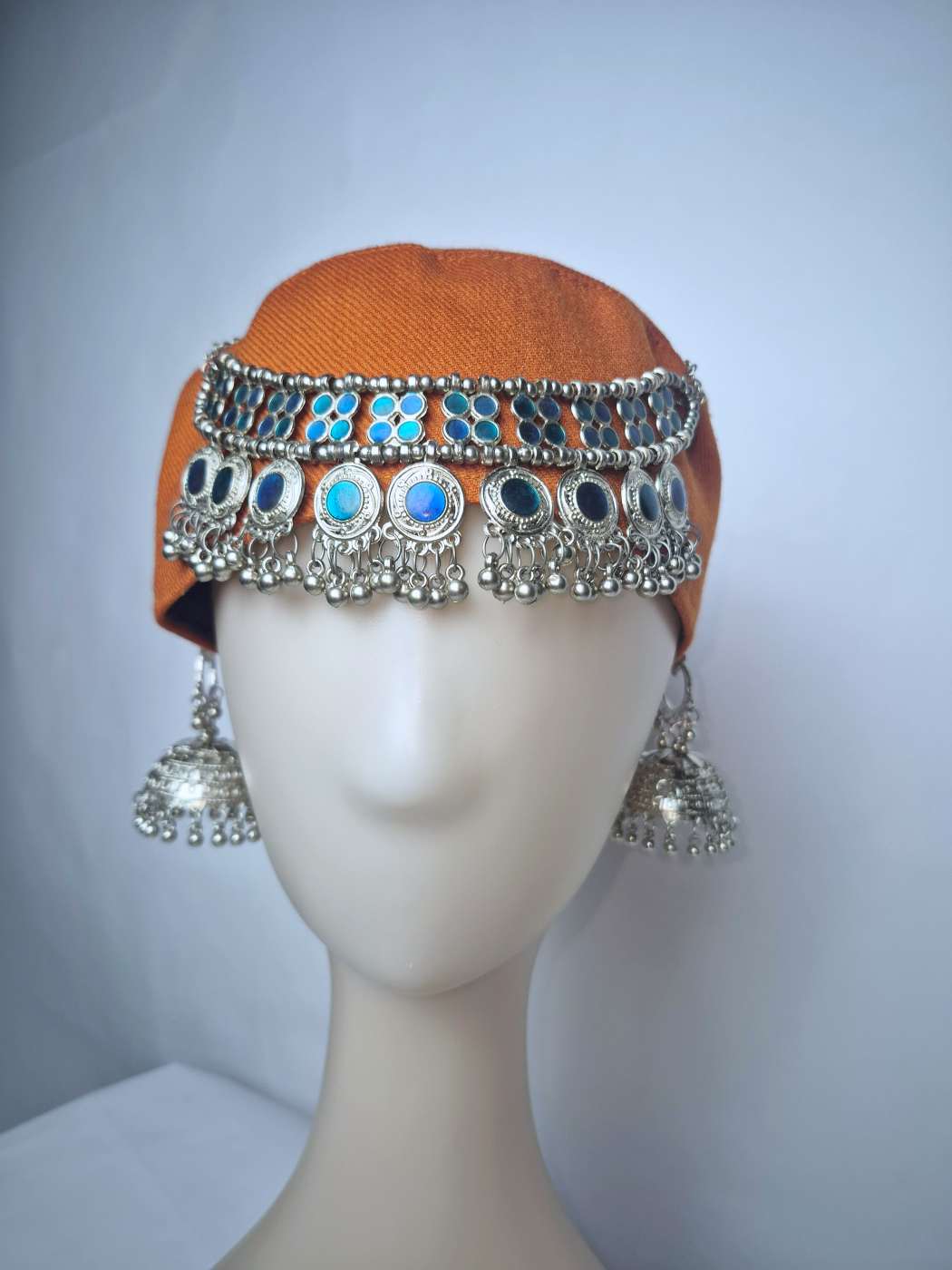 Traditional Kashmiri Inspired Kasaba Cap | Afghani Style With Headpiece Jewelry