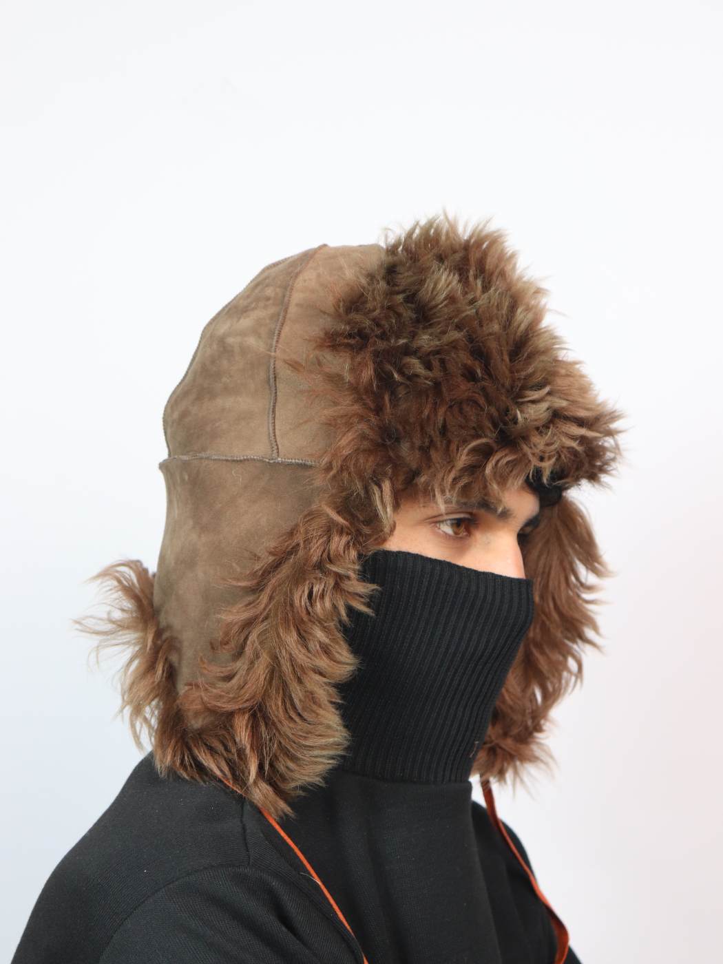brown cap in sheep wool