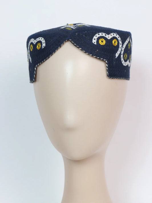 Navy Blue Sindhi Traditional Cap | Topi With Embroidery Zahid