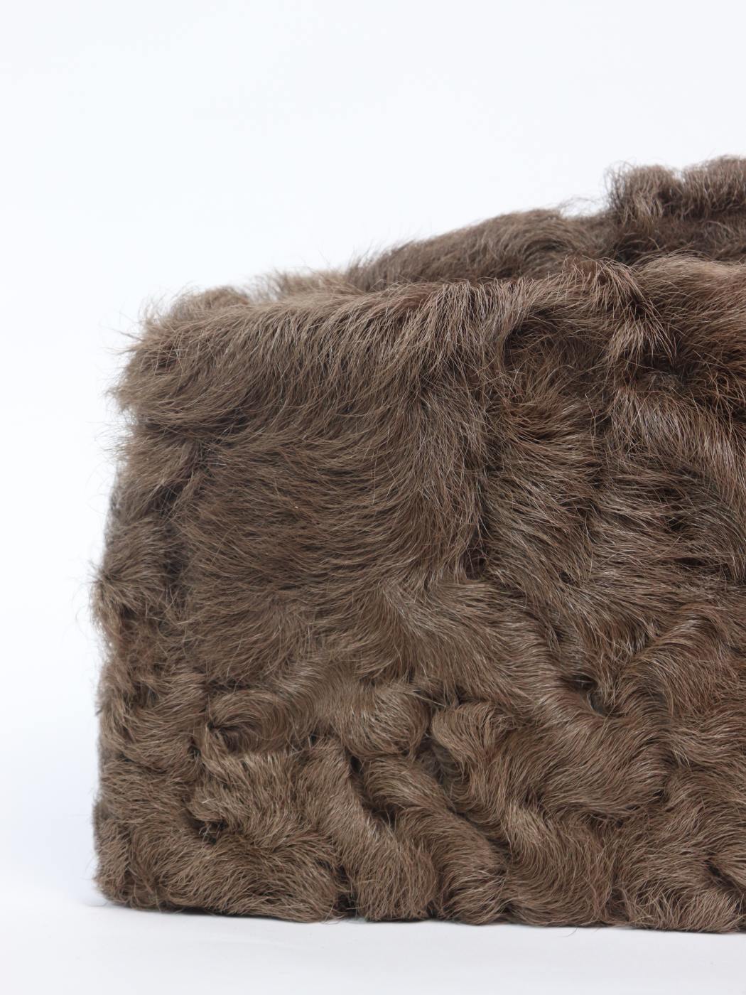 Wood Brown Karakul Handmade Cap from Kashmir