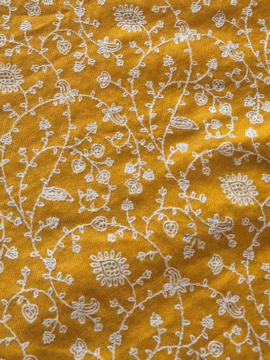 Sozni Embroidered Kashmiri Cap for Gents in Mustard Color in Toosha