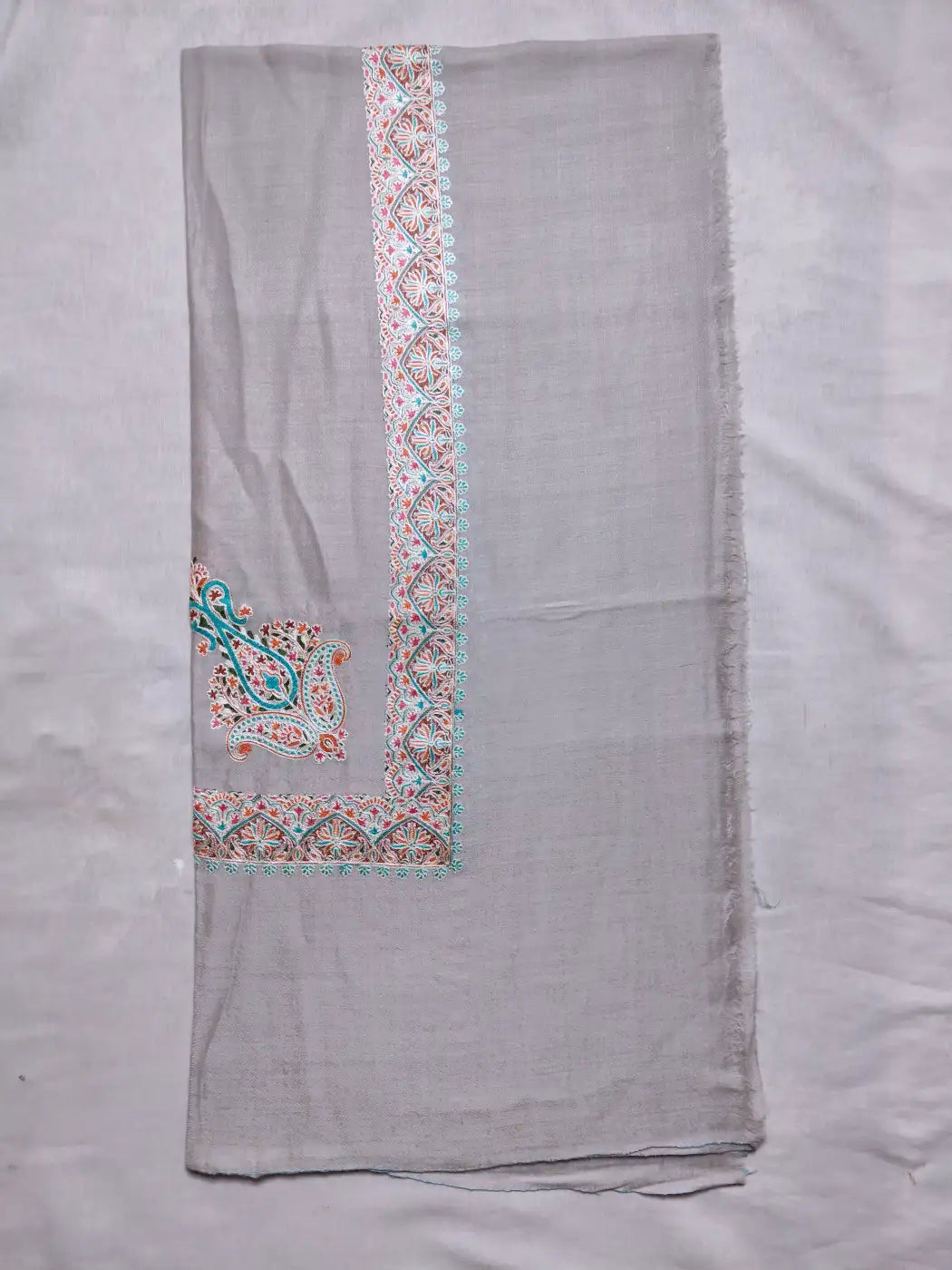 beige arabic rumal with Kashmiri embroidery at borders and corners