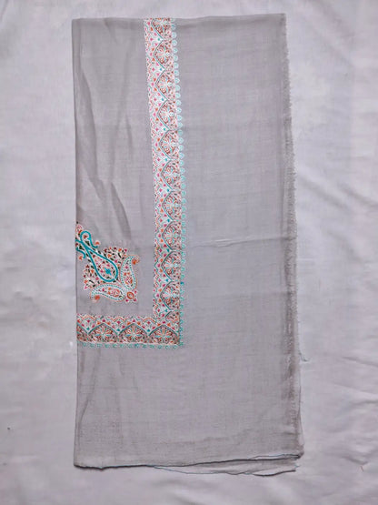 beige arabic rumal with Kashmiri embroidery at borders and corners