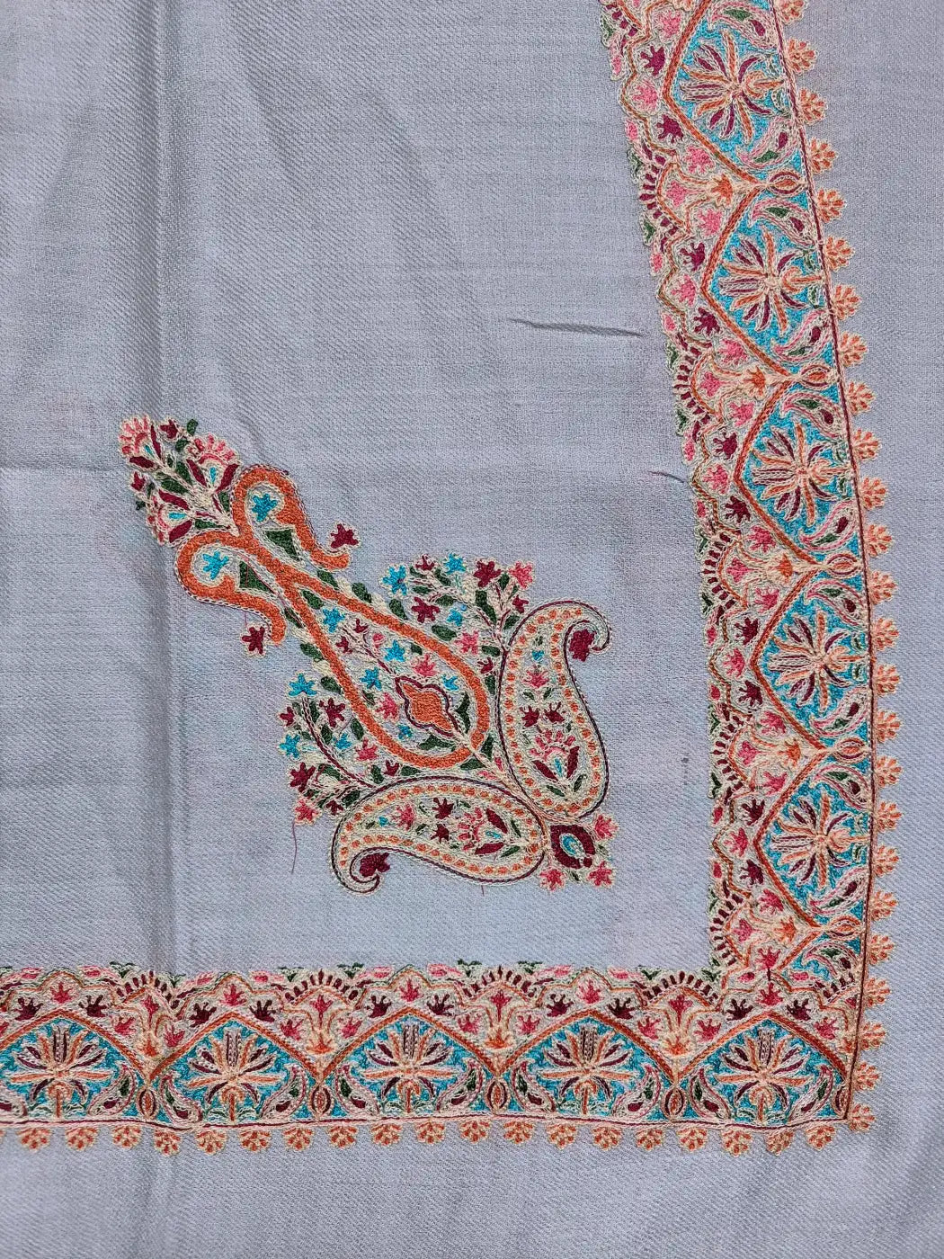corner of the arabic rumal in pasiley motif with Kashmiri work
