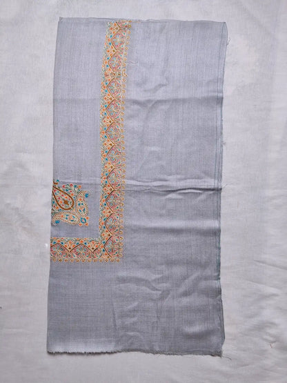beige Arabic rumal with continuous border pattern in Kashmiri embroidery 