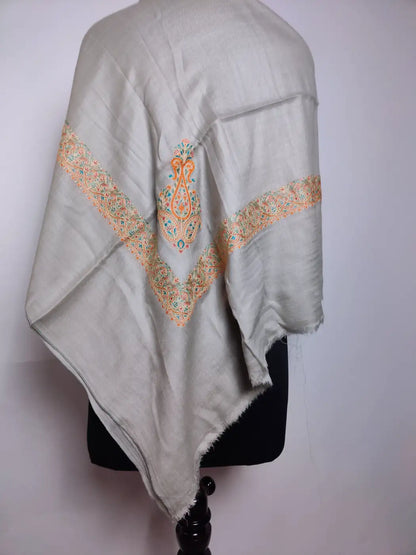 arabic rumal made in kashmir with border work and pasiley motif at corner
