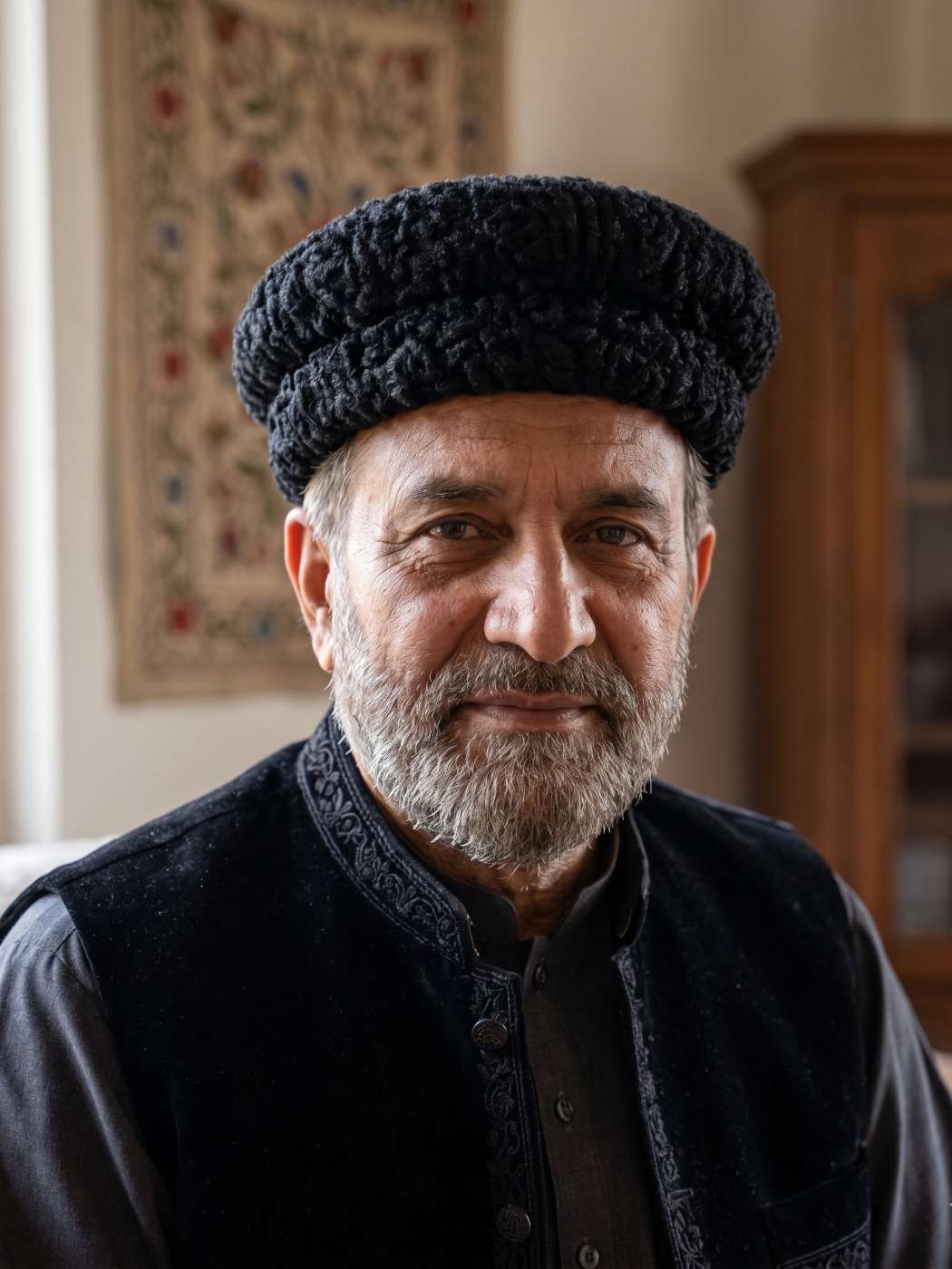 mens karakul cap in black colour