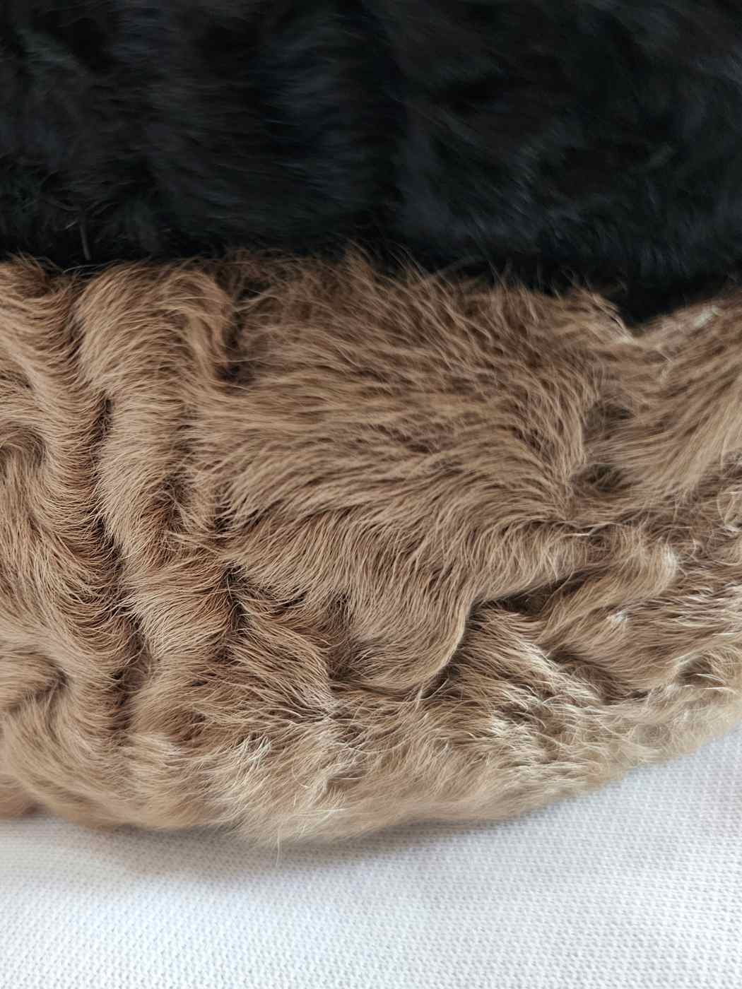 Natural Karakul Wool Round Cap | Black and Beige
