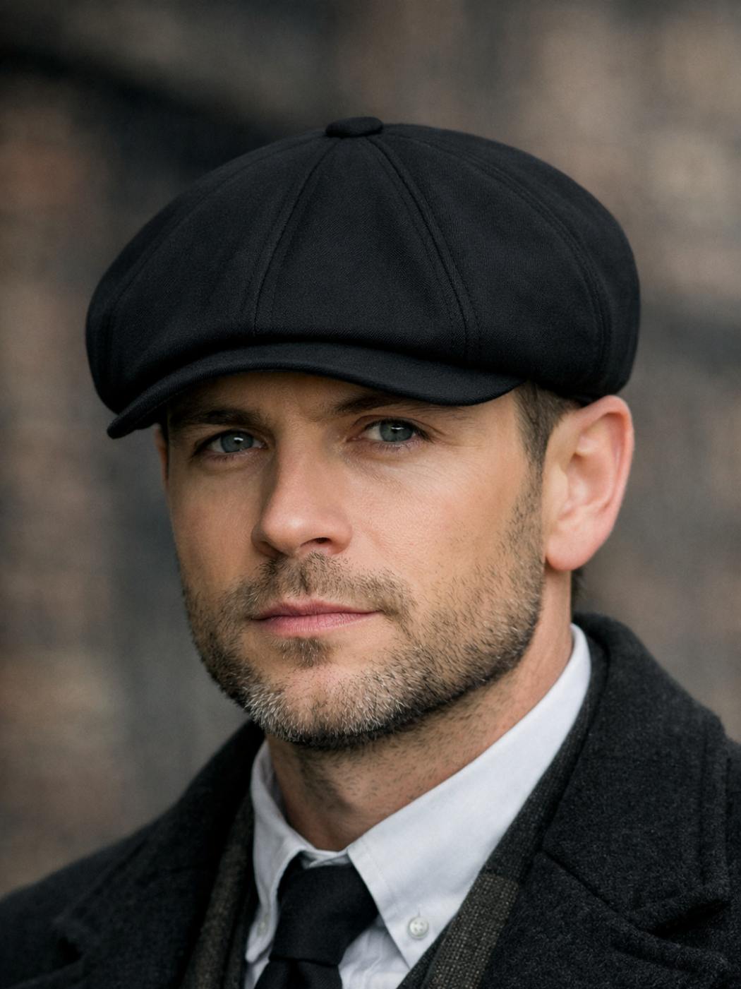 french black cap in cotton - news boy 