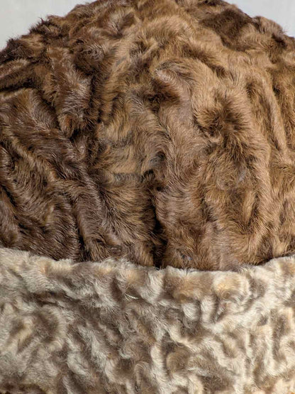Round Karakul Cap | Light Brown Dual Shaded | Ambassadors Hat With Fur |  Beanie Cap