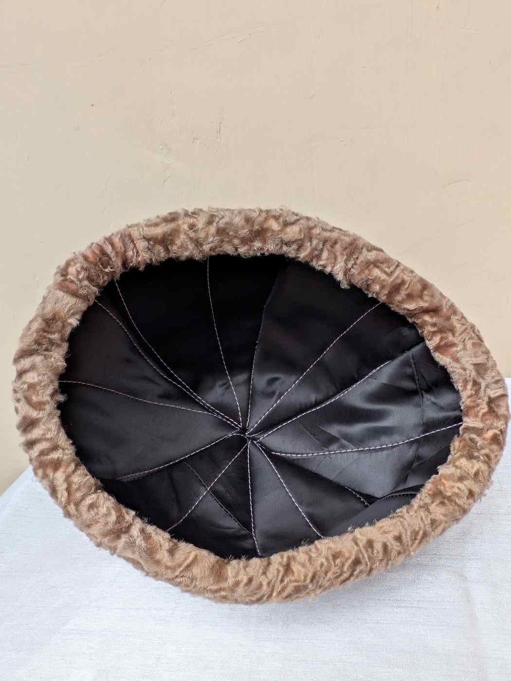 Round Karakul Cap | Light Brown Dual Shaded | Ambassadors Hat With Fur |  Beanie Cap