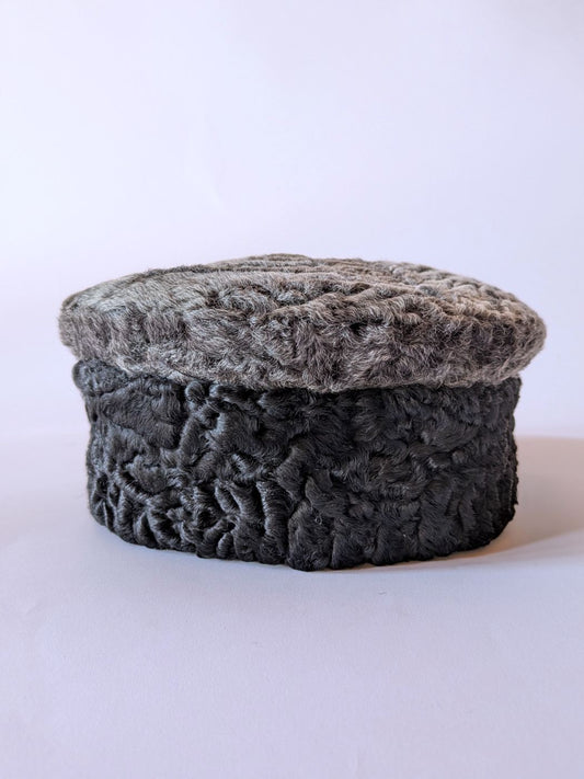 Turkish Karakul Handmade Cap | Grey and Black
