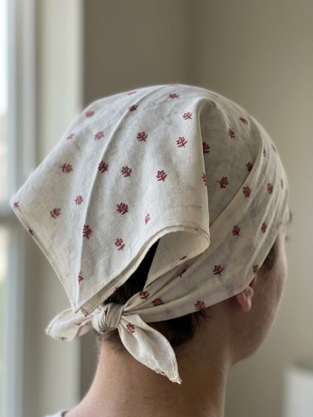 white headscarf with red patterns booti style embroiderysetting