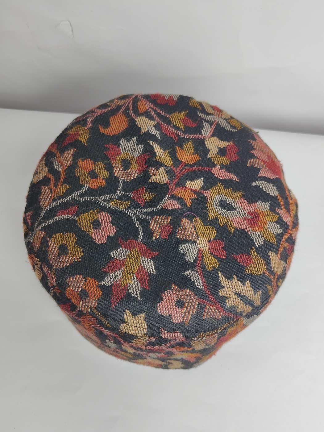 kashmiri black cap in kani floral pattern