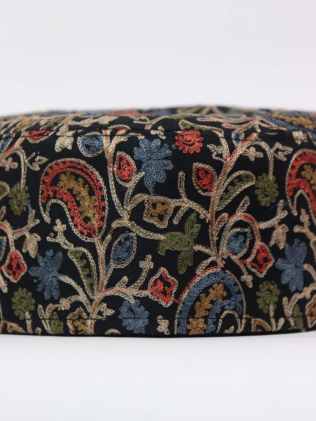 Black Traditional Kashmiri Cap with Aari Embroidery