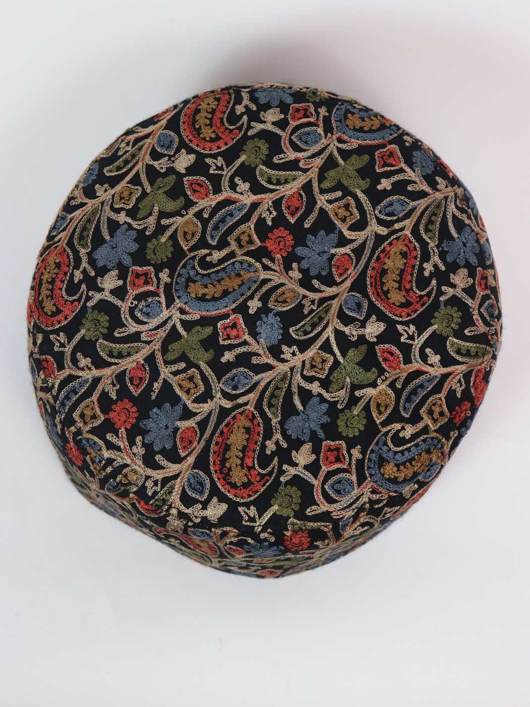 Black Traditional Kashmiri Cap with Aari Embroidery